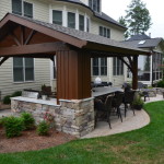 covered patio with landscaping