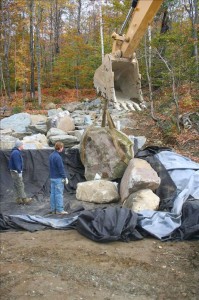 Waterfall and water garden job in progress