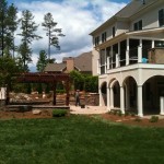 Cary pergola, patio, pavers, fireplace