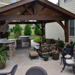 Covered patio with landscaping