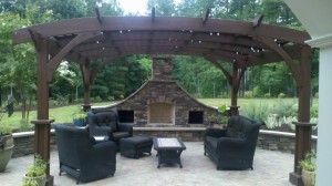 Cary pergola and fireplace