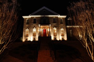 Landscape lighting for Raleigh front foundation