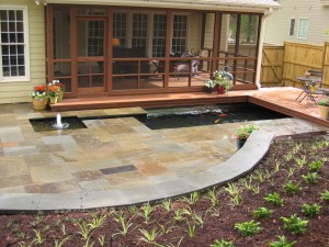 Raleigh bluestone patio and koi pond